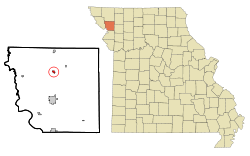 羅森代爾在安德魯縣及密蘇里州的位置（以紅色標示）