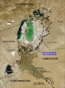 Political Map of the southern Aral Sea and surroundings.