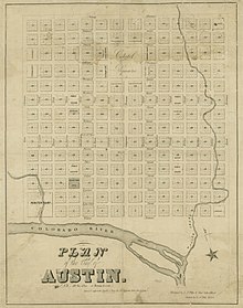 Street map of the 1839 Austin City Plan