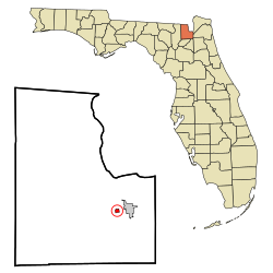 格倫聖瑪麗在貝克縣及佛羅里達州的位置（以紅色標示）