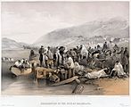 Lithograph depicting injured soldiers during the Crimean War