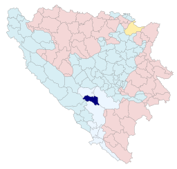 Kommunens läge i Bosnien och Hercegovina