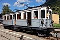 Old electric railcars BCFeh 4/4 6 of the Monthey–Champéry–Morgins-Railway on the Blonay–Chamby heritage railway, September 2015