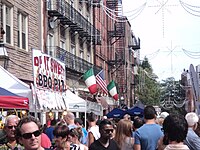 The American and Italian flags in Boston's North End Boston North End.JPG