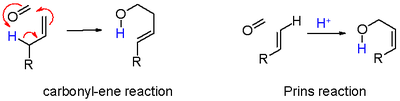 Scheme 6. Carbonyl-ene reaction versus Prins reaction