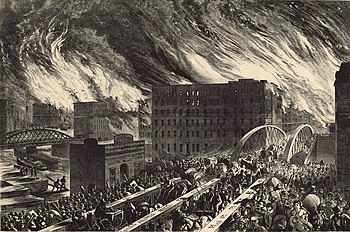 Der Große Brand von Chicago, künstlerische Darstellung von John R. Chapin