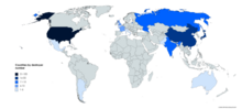 Countries by destroyer number (countries which operate destroyers in blue, specific colour code shown on image) Countries by destroyer number.png