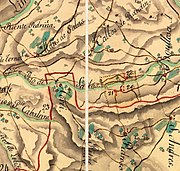 Tourém e o Couto Mixto no mapa do partido de Ourense de Juan Quintana (1807).