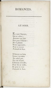 Marceline Desbordes-Valmore, Élégies, Marie et romances : « Romances », 1819    