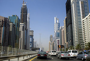 Skyscrapers on Sheikh Zayed Road in May 2006