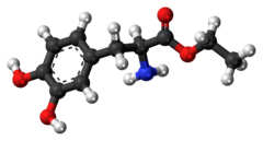 Ball-and-stick model of the etilevodopa molecule