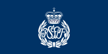 The flag of the Royal Solomon Islands Police Force featuring St Edward's Crown Flag of the Royal Solomon Islands Police Force.svg