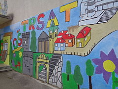 Grafiti yang dibuat oleh anak-anak sekolah di Rijeka, Kroasia