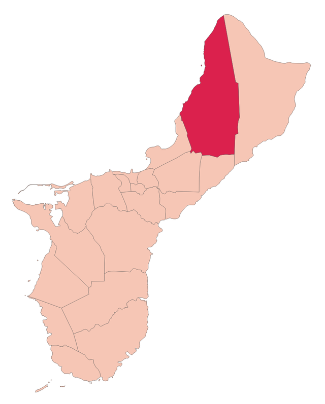 Localização de Dededo na ilha de Guam