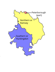 Map of parliamentary constituencies in Huntingdonshire 1885–1918