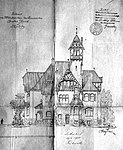 Historický nákres budovy od architekta G. A. Jirsche