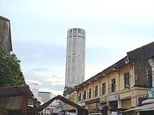 Constructed in 1974, the Komtar Tower within the city centre is Penang's tallest skyscraper. Komtar, Georgetown, Penang, Malaysia.JPG