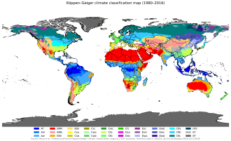 Updated Koppen-Geiger climate map
.mw-parser-output .legend{page-break-inside:avoid;break-inside:avoid-column}.mw-parser-output .legend-color{display:inline-block;min-width:1.25em;height:1.25em;line-height:1.25;margin:1px 0;text-align:center;border:1px solid black;background-color:transparent;color:black}.mw-parser-output .legend-text{}
Af
Am
Aw/As
BWh
BWk
BSh
BSk
Csa
Csb
Csc
Cwa
Cwb
Cwc
Cfa
Cfb
Cfc
Dsa
Dsb
Dsc
Dsd
Dwa
Dwb
Dwc
Dwd
Dfa
Dfb
Dfc
Dfd
ET
EF Koppen-Geiger Map World present.svg