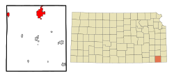 Location of Parsons in Kansas.
