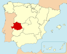 Ligging van Cáceres in Spanje