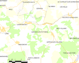 Mapa obce Aubigny-les-Pothées