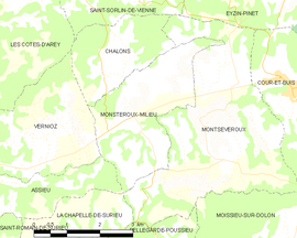 Mapa obce Monsteroux-Milieu
