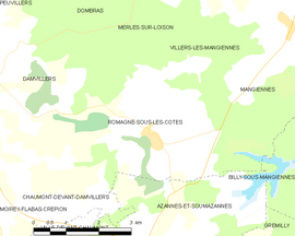 Mapa obce Romagne-sous-les-Côtes