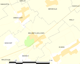 Mapa obce Beaumetz-lès-Loges