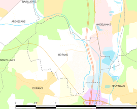 Mapa obce Botans