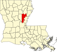 Mapo de Luiziano kun paroĥo Catahoula emfazita