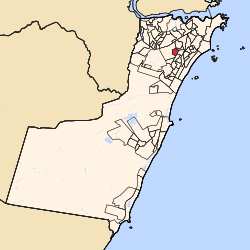 Mapa indicando a localização do bairro Santos Dumont no município de Vila Velha, Espírito Santo