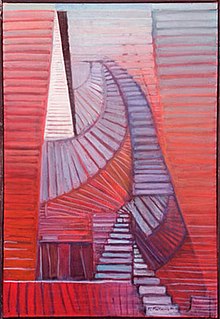 Martti Mertanen: The Stairs of Life. Oil on canvas. 70 cm × 100 cm.