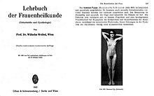 A pseudo-diagnosis from Nazi Germany in 1943. The text reads: "The intersex type is physical and psychologically expressed. There are also sexual intermediate stages, where female characteristics are only weakly developed. Hair growth is excessive and atypical, the features are male, the voice is deep. Puberty occurs with delay, there is frigidity and reduced fertility in the case of hypoplasia of the gonads and hyperfunction of the pituitary gland, sometimes eunuch-like tall stature, also disorders in the function of the thyroid gland. Often dysmenorrhea is observed." Misogynistic intersex pseudo-diagnosis in Nazi Germany 1943 - Waibel Lehrbuch Frauenheilkunde.jpg