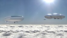 Artist's rendering of a NASA High Altitude Venus Operational Concept (HAVOC) crewed floating outpost on Venus NASA Cloud City on Venus.jpg