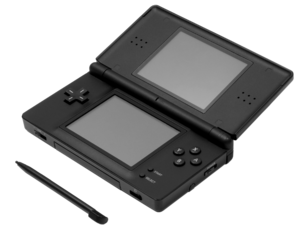 English: A Nintendo DS Lite, shown with stylus.