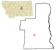 Location of Winnett, Montana