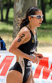 Ricarda Lisk placing 24th at the World Championship Series triathlon in Madrid, 2010.
