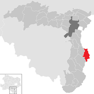 Lage der Gemeinde Schwarzenbach (Niederösterreich) im Bezirk Wiener Neustadt-Land (anklickbare Karte)