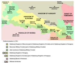 Kerajaan Slavonia pada tahun 1751 (kuning)