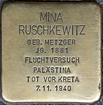 Stolperstein für Mina Ruschkewitz (Schönbornstraße 3)