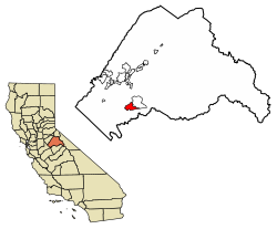 Location of Groveland in Tuolumne County, California.