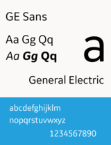 Schriftbeispiel der Schrift GE Sans (General Electric)