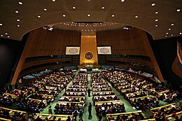 United Nations General Assembly hall, facing the rostrum United Nations General Assembly Hall (3).jpg