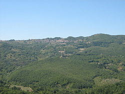 The rural area surrounding Villa Littorio (in the middle) as seen from Sacco