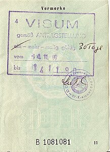 Выездная виза ГДР, после падения Берлинской стены