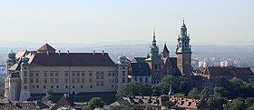 Wawel Castle in Krakow, seat of Polish kings from 1038 until the capital was moved to Warsaw in 1596 Wawel View.jpg