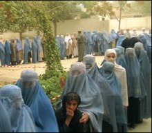 Women voting in Kabul at the first presidential election (October 2004) in Afghan history Women voting afghanistan 2004 usaid.jpg