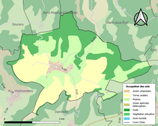 Carte en couleurs présentant l'occupation des sols.