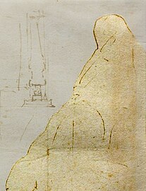 Détail du profil hypothétique de la montagne à sculpter en colosse, Casa Buonarroti, 44 A[86].