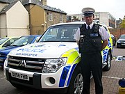 A Bedfordshire Police officer and ANPR vehicle pictured in 2009